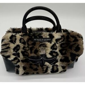 My Flat In London Leopard Print Fur Purse